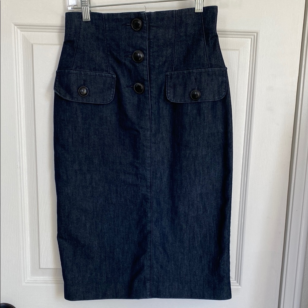 Halogen High Waist Classic Denim Pencil Skirt